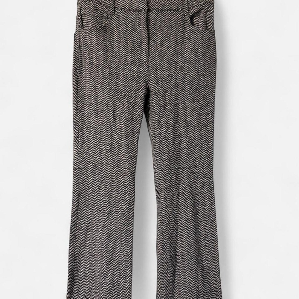 Theory Abbot Knit Chevron Herringbone Wool Blend Kick Cropped Flare Pants Size 0